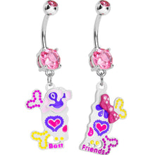 Load image into Gallery viewer, Light Pink Gem Sugar Skull Best Friends Dangle Belly Ring Set