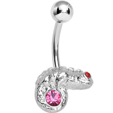 Load image into Gallery viewer, Pink Gem Lay Low Lizard Belly Ring