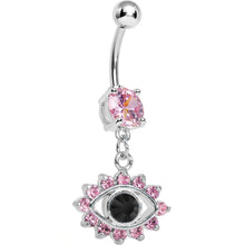 Load image into Gallery viewer, Pink Gem Blinged Out Eye Dangle Belly Ring