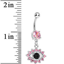 Load image into Gallery viewer, Pink Gem Blinged Out Eye Dangle Belly Ring