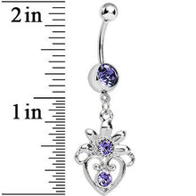 Load image into Gallery viewer, Purple Gem Noble Heart Dangle Belly Ring