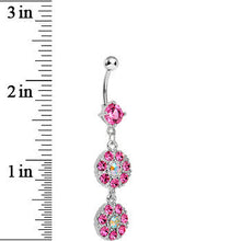Load image into Gallery viewer, Pink Gem Dazzling Double Drop Dangle Belly Ring