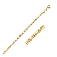Load image into Gallery viewer, 3.0mm 14k Yellow Gold Solid Diamond Cut Rope Bracelet