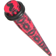 Load image into Gallery viewer, 0G Black Mustaches Red Acrylic Taper Ear Plug
