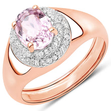Load image into Gallery viewer, 2.17 Carat Genuine Kunzite and White Zircon .925 Sterling Silver Ring