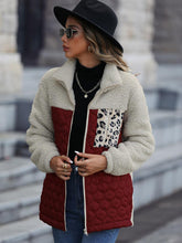 Load image into Gallery viewer, Unique Autumn Leopard Color Block Zip-Up Jacket Trendy Lightweight Jacket with Pockets Charming Winter Jacket
