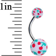 Load image into Gallery viewer, 3/8 White and Blue Cherry Belly Ring