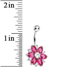 Load image into Gallery viewer, Pink Gem Lotus Flower Belly Ring