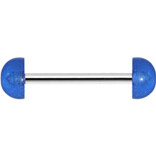 Load image into Gallery viewer, Blue Acrylic Half Ball Pixie Dust Barbell Tongue Ring