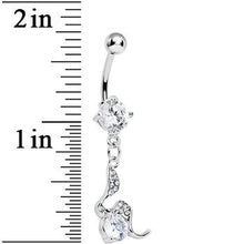 Load image into Gallery viewer, Clear Gem Squiggly Serpent Gem Dangle Belly Ring