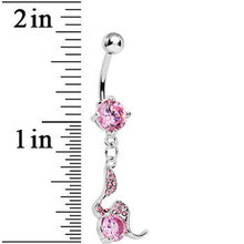Load image into Gallery viewer, Pink Gem Squiggly Serpent Gem Dangle Belly Ring