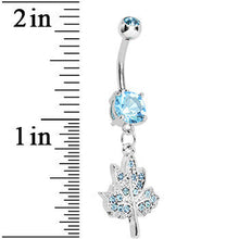 Load image into Gallery viewer, Aqua Gem Icy Leaf Drop Charm Belly Ring