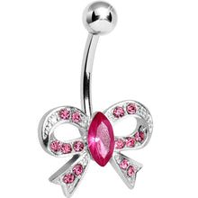 Load image into Gallery viewer, Pink Gem Glamour Bow Belly Ring