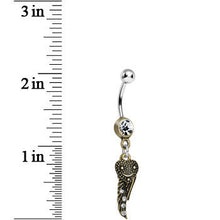 Load image into Gallery viewer, Clear Gem Happy Hearts Angel Wings Belly Ring