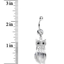 Load image into Gallery viewer, Clear Gem Majestic Owl Leaves Dangle Belly Ring