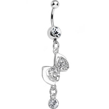 Load image into Gallery viewer, Clear Gem Tilted Tuxedo Bowtie Dangle Belly Ring