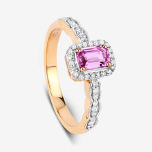 Load image into Gallery viewer, 0.80 Carat Genuine Pink Sapphire and White Diamond 14K Yellow Gold Ring