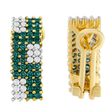 Load image into Gallery viewer, 14K Yellow Gold 2 cttw White and Treated Blue Diamond Earrings (H-I, SI1-SI2)