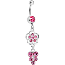 Load image into Gallery viewer, Pink Gem Splendid Flower Dew Drops Dangle Belly Ring