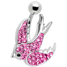 Load image into Gallery viewer, Pink Gem Soaring Bird Belly Ring