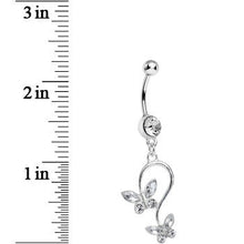Load image into Gallery viewer, Clear Gem Love Butterfly Dangle Belly Ring