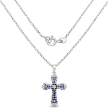 Load image into Gallery viewer, 1.84 Carat Genuine Tanzanite and White Zircon .925 Sterling Silver Pendant