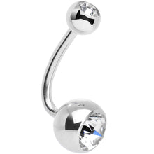 Load image into Gallery viewer, Double Clear J-Curve Belly Ring Created with Crystals