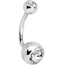 Load image into Gallery viewer, Double Clear J-Curve Belly Ring Created with Crystals