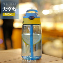 Load image into Gallery viewer, 480ML Children's Straw Cup Plastic Water Bottles Baby Cartoon Creative Student Kettle Water Bottles School Kids Leakproof Water Jug with Straw Lid, Outdoor Drinking Bottle, for Fitness, Gym and Outdoor Sports