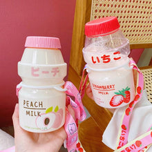 Load image into Gallery viewer, 480ml Plastic Water Bottle Tour Drinking Bottle Shape Cute Lovely Milk Carton Shaker Bottle for Kids / Girl /Adult Glass Fruit Water Bottle Without 480ml BPA Pretty Water Bottles of Strawberry Milk Heat Resistant Water Bottles
