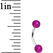 Load image into Gallery viewer, 16G 5/16 Magenta Acrylic Glitter Eyebrow Ring