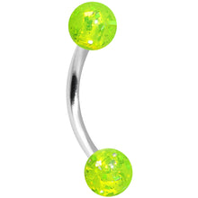 Load image into Gallery viewer, 16G 5/16 Green Acrylic Glitter Eyebrow Ring