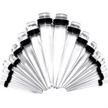 Load image into Gallery viewer, 14G to 00G 18 Piece Set Ear Stretching Kit in Clear Acrylic