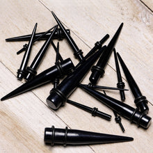 Load image into Gallery viewer, 14G to 00G 18 Piece Black Acrylic Ear Stretching Taper Kit