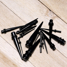 Load image into Gallery viewer, 14G to 00G 18 Piece Black Acrylic Ear Stretching Taper Kit