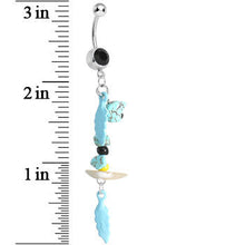 Load image into Gallery viewer, Black Gem Elements of Nature Feather Dangle Belly Ring