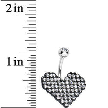 Load image into Gallery viewer, Clear Gem Paved Black Valentine Heart Belly Ring