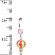 Load image into Gallery viewer, Pink Gem Yellow and Pink Neon Hot Air Balloon Dangle Belly Ring