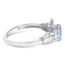 Load image into Gallery viewer, Sterling Silver Blue Topaz Heart Claddagh Ring
