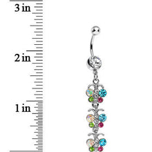 Load image into Gallery viewer, Clear Gem Triple Rainbow Baby Butterfly Dangle Belly Ring