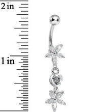 Load image into Gallery viewer, Clear Gem Star Flower with Rose Dangle Belly Ring
