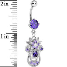 Load image into Gallery viewer, Purple Gem Entrancing Explosion Dangle Belly Ring