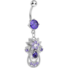 Load image into Gallery viewer, Purple Gem Entrancing Explosion Dangle Belly Ring