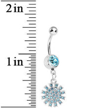Load image into Gallery viewer, Aqua Gem Summertime Sunburst Dangle Belly Ring