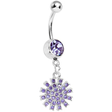 Load image into Gallery viewer, Purple Gem Summertime Sunburst Dangle Belly Ring