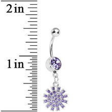 Load image into Gallery viewer, Purple Gem Summertime Sunburst Dangle Belly Ring
