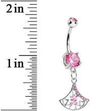 Load image into Gallery viewer, Pink Gem Inverse Filigree Fan Dangle Belly Ring