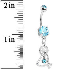 Load image into Gallery viewer, Double Aqua Gem Fruity Drink Dangle Belly Ring