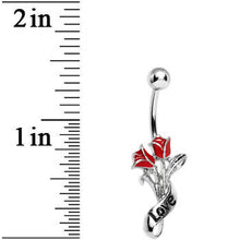Load image into Gallery viewer, Red Rose Flower Love Scroll Lower Mount Dangle Belly Ring