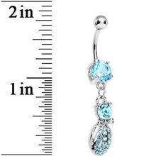 Load image into Gallery viewer, Aqua Gem Lady Bug Luck Dangle Belly Ring